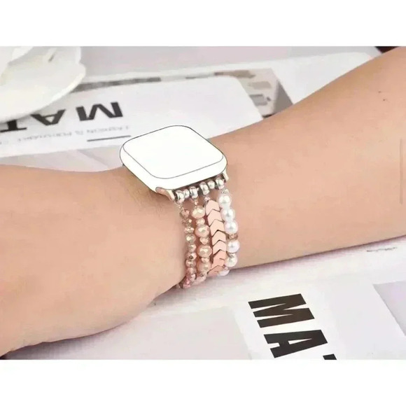 Rose Golden Crystal Beaded Watch Band - Picture 3 of 6